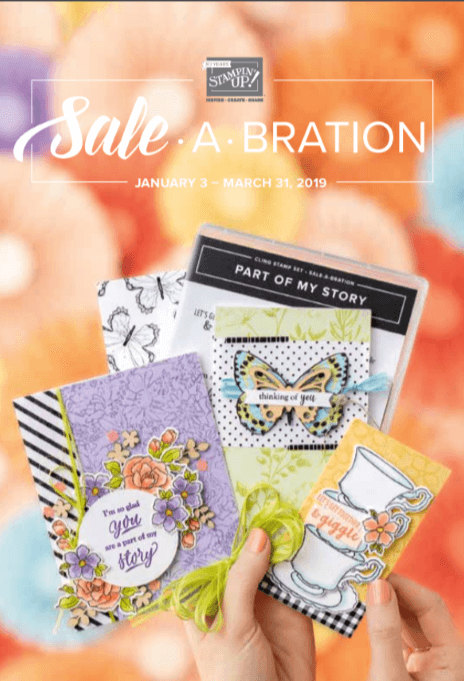 2019 Sale-a-Bration brochure cover.  Items available January 3-March 31, 2019. 